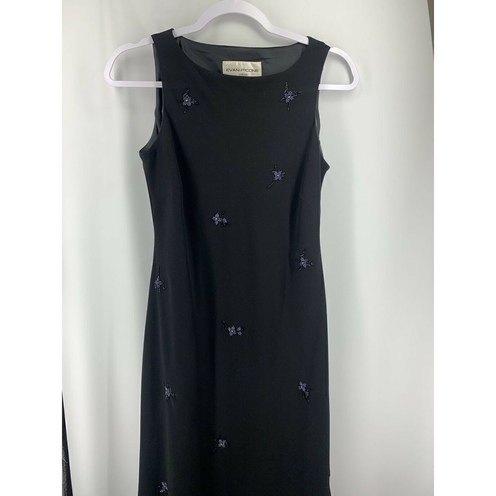 Evan Picone Black Beaded Cocktail Party Dress 6P